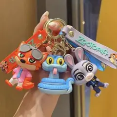 大人気❣️3点セット！ズートピア ニック＆ジュディ＆ゲイリー キーホルダー