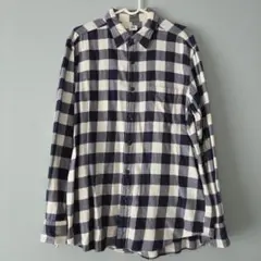 UNIQLO 長袖チェックシャツ Lサイズ ネイビー
