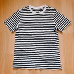 無印良品 天竺編み クルーネック 半袖Tシャツ ボーダー ネイビー S