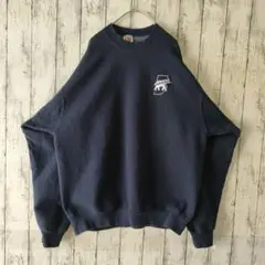 US古着　スウェット　FRUIT　XL　刺繍　ネイビー