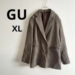 GU ブラウン チェック柄 ジャケット