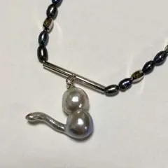 あこや真珠　淡水パール　silver925 雪だるま型　ネックレス　ペンダント
