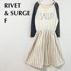 RIVET&SURGE ワンピース ドッキング ロゴ ストライプ 白 春コーデ