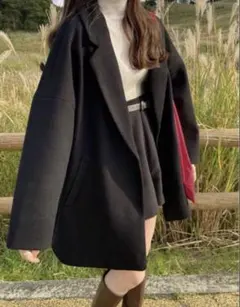 GRL グレイル ルーズテーラードコート　ブラック　【ze585】