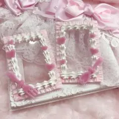 ホイップデコ クリアケースデコ リボン レース 量産型 ピンク