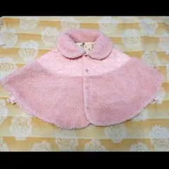 ピンク ボア ベビーポンチョ 厚手 リバーシブル 花柄 可愛い 60 80 90