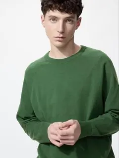 【新品】UNIQLO ウォッシャブルクルーネックセーター　GREEN XL
