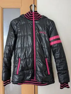 BILLA BONG フード付きキルティングジャケット M 黒/ピンク