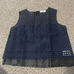 美品✨MACPHEE ノースリーブ レース トップス 38 ネイビー - メルカリ