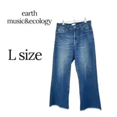 earth music&ecology インディゴフレア裾カットオフ Lサイズのサムネイル