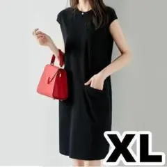XL 黒 シンプル ノースリーブ ワンピース 大きいサイズ ゆったり 大人女子