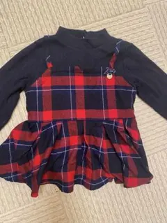 petit main チェック柄長袖カットソー 110