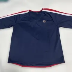 FILA Vネック長袖ウェア M ネイビー/レッド