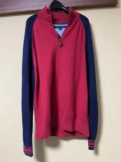 【ハーフジップ】トミーヒルフィガー XLサイズ 刺繍ロゴ スウェットトレーナー