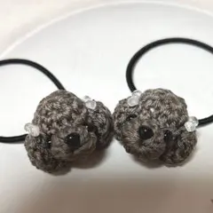 あみぐるみわんちゃんヘアゴム　2個セット