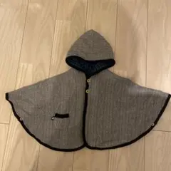 ファミリア　ベビーポンチョ ケーブル編み グレー