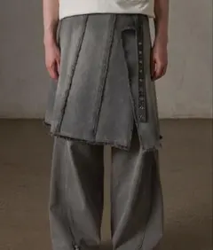 Y*y様 GRANCY デニムスカート　Mサイズ　グレー GRANCY】Fringedesign Denim Skirt / フリンジデザイン デニム