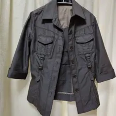 グレー ミリタリージャケット 7分袖