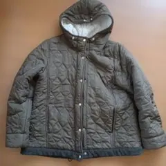 オリーブ色 キルティングジャケット フリース裏地