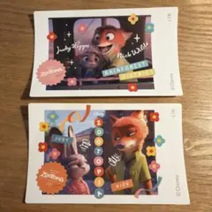 ズートピア ステッカーセット ニック・ワイルド & ジュディ・ホップス　2枚