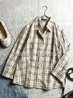 【バーバリーロンドン】ノバチェック ホースロゴ刺繍 レギュラーカラーシャツ 40