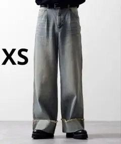 CLEL ヴィンテージデザイン ロールアップデニムパンツ ベージュブルー XSのサムネイル