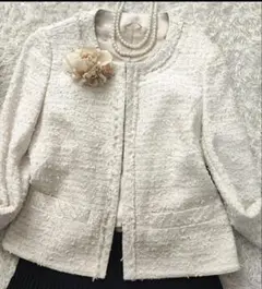 ANAYI アナイ ノーカラー ジャケット オフホワイト 36