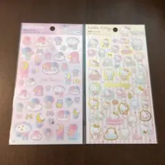 【新品】リトルツインスターズ・ハローキティ箔押しシール 2点セット