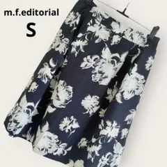 m.f.editorial 花柄 フレアスカート S ネイビー ひざ丈 オフィスのサムネイル