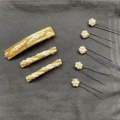 ゴールドパールヘアアクセサリーセット　結婚式