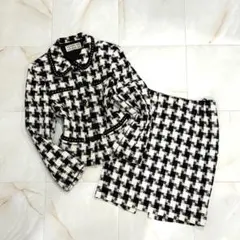 にゃ様 昭和レトロ バブリースーツ ツイード 千鳥柄 金ボタン 日本製