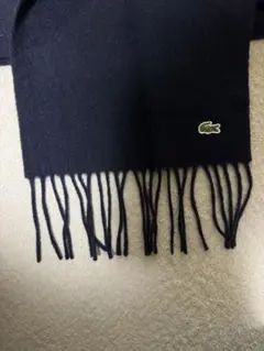 LACOSTE ネイビー フリンジマフラー