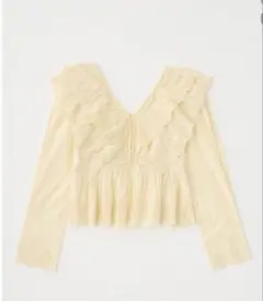 MOUSSY EYELET RUFFLE ブラウス イエロー黄色