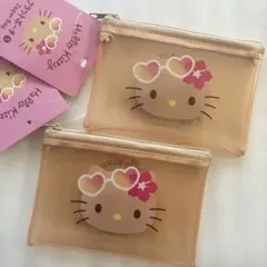 ★キャンドゥ★日焼けキティ　フラットポーチ　２個セット★ セリア/ダイソー