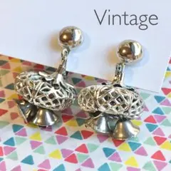 #4714 ヴィンテージ　イヤリング　シルバー　ベル　透かし