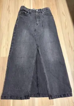 ダークグレー デニム タイトスカート スリット入り