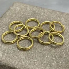 10点セット 真鍮製二重リング 直径10mm キーホルダー