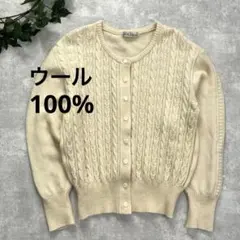 アイボリー系 レトロ ケーブル ニットカーディガン パール調ボタン レトロ 上品