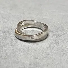 ☆シルバー925 ツイストデザインリング 1Pクリスタル/約9号