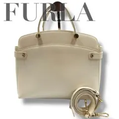 美品 フルラ ハンドバッグ アガタ M アイボリー系 2WAY ショルダー可