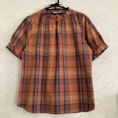 McGREGOR ロゴ刺繍入り　チェックブラウス　サイズL オレンジ系