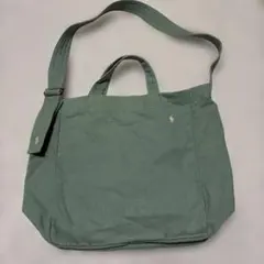 ポロ ラルフローレン コットンキャンバス　ショルダー.トートバック　カーキ
