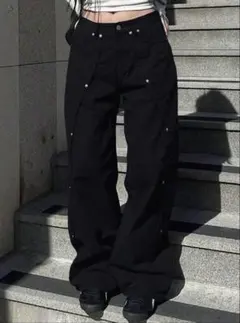 ワイドパンツ ブラック XL