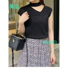 【美品】SNIDELスナイデル　アシメトリートップス　ノースリーブニット
