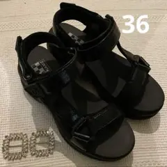 No name サンダル　黒　36 ビジューセット　マエノリコラボ　厚底サンダルのサムネイル