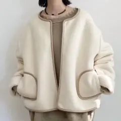 2WAY ボア スエード リバーシブルコート/ノーカラーコート オーバーサイズ