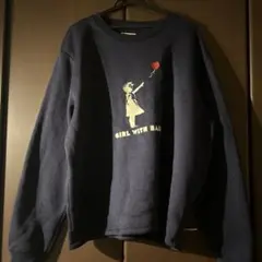 ネイビー スウェット GIRL WITH BALLOON