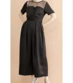 merlot plus シースルービスチェ風オールインワン 結婚式 パンツドレス