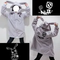 NieR ふわもこ うさ耳 ジップ アウター パーカー グレー 地雷系 病みかわ