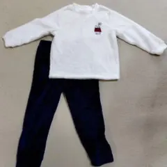 スヌーピー刺繍フリースパジャマ上下セット